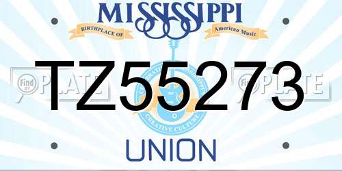 TZ55273 Mississippi License Plate