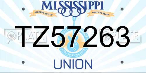TZ57263 Mississippi License Plate