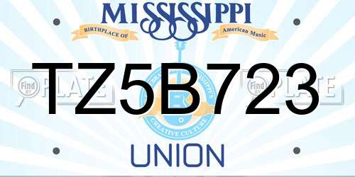 TZ5B723 Mississippi License Plate