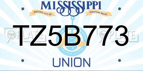 TZ5B773 Mississippi License Plate