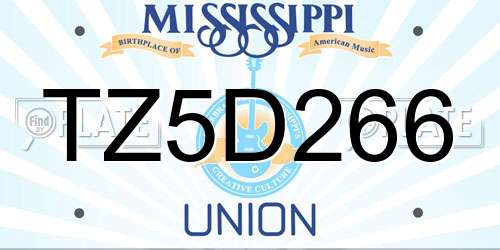 TZ5D266 Mississippi License Plate