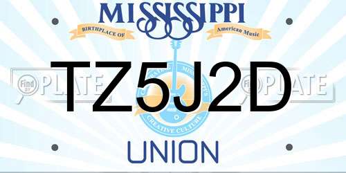 TZ5J2D Mississippi License Plate