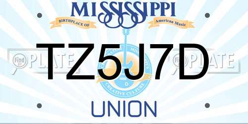 TZ5J7D Mississippi License Plate