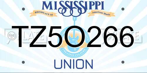 TZ5O266 Mississippi License Plate