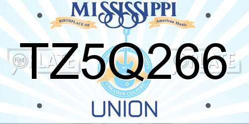 TZ5Q266 Mississippi License Plate