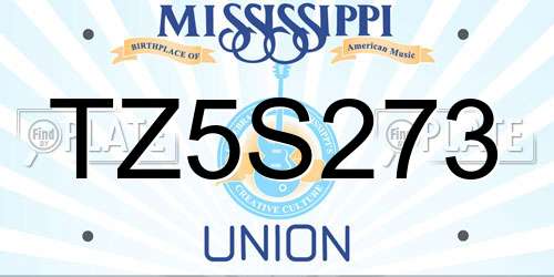 TZ5S273 Mississippi License Plate