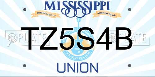 TZ5S4B Mississippi License Plate