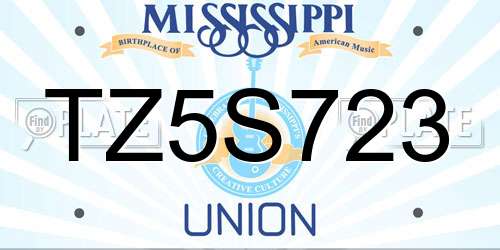 TZ5S723 Mississippi License Plate
