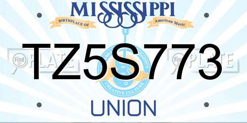 TZ5S773 Mississippi License Plate