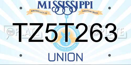 TZ5T263 Mississippi License Plate