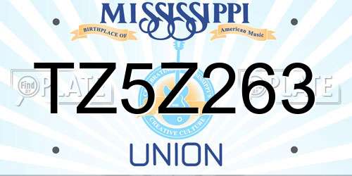 TZ5Z263 Mississippi License Plate