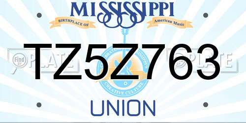 TZ5Z763 Mississippi License Plate
