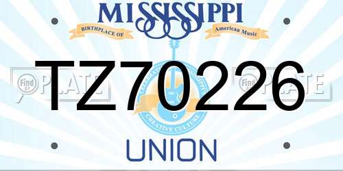 TZ70226 Mississippi License Plate