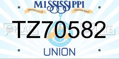 TZ70582 Mississippi License Plate