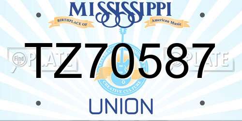 TZ70587 Mississippi License Plate