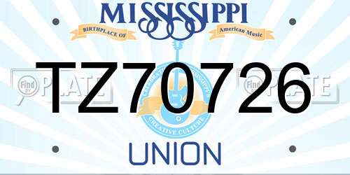 TZ70726 Mississippi License Plate