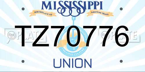 TZ70776 Mississippi License Plate