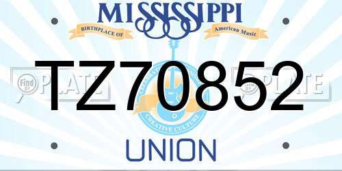 TZ70852 Mississippi License Plate
