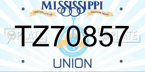 TZ70857 Mississippi License Plate