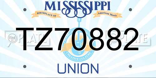 TZ70882 Mississippi License Plate