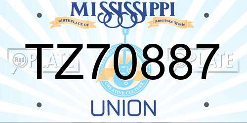 TZ70887 Mississippi License Plate