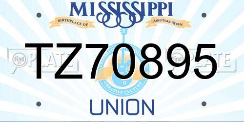 TZ70895 Mississippi License Plate