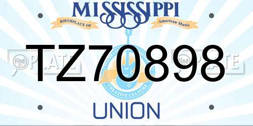 TZ70898 Mississippi License Plate