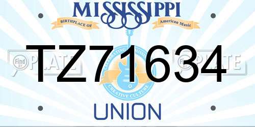TZ71634 Mississippi License Plate