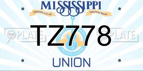 TZ778 Mississippi License Plate