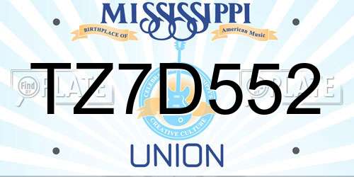 TZ7D552 Mississippi License Plate