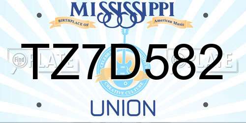 TZ7D582 Mississippi License Plate