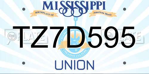 TZ7D595 Mississippi License Plate