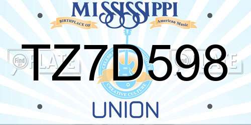 TZ7D598 Mississippi License Plate
