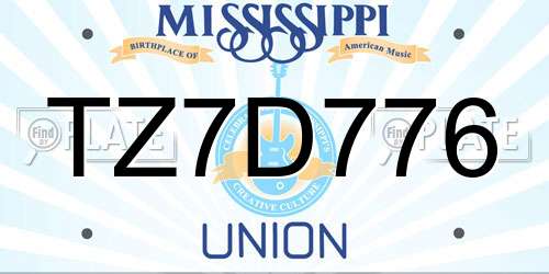 TZ7D776 Mississippi License Plate