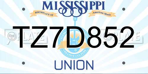 TZ7D852 Mississippi License Plate