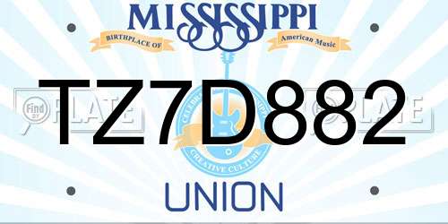 TZ7D882 Mississippi License Plate