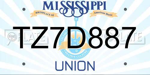 TZ7D887 Mississippi License Plate