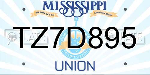 TZ7D895 Mississippi License Plate