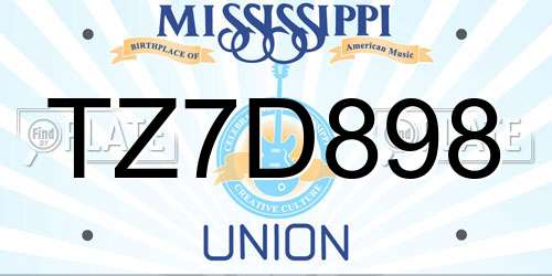 TZ7D898 Mississippi License Plate