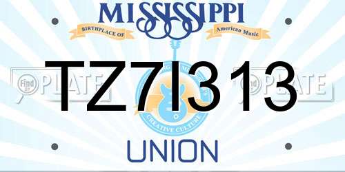 TZ7I313 Mississippi License Plate