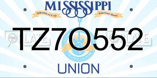 TZ7O552 Mississippi License Plate