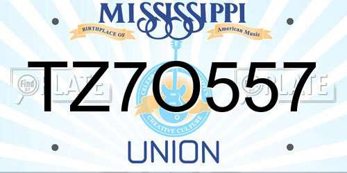 TZ7O557 Mississippi License Plate
