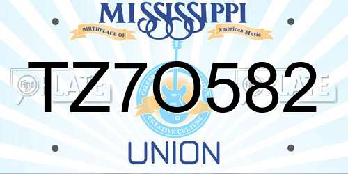 TZ7O582 Mississippi License Plate