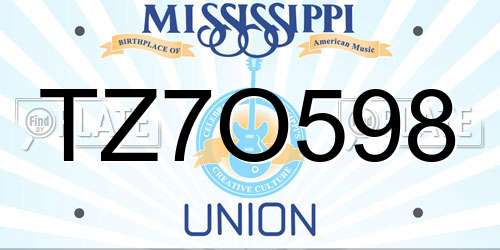 TZ7O598 Mississippi License Plate