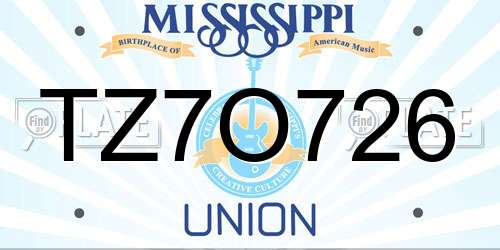 TZ7O726 Mississippi License Plate