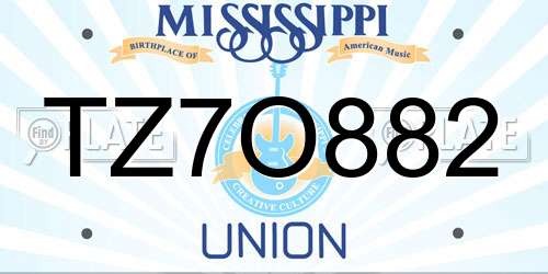 TZ7O882 Mississippi License Plate