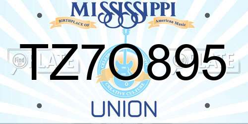 TZ7O895 Mississippi License Plate