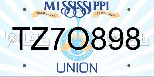 TZ7O898 Mississippi License Plate