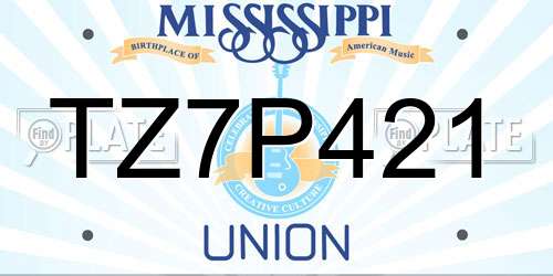 TZ7P421 Mississippi License Plate