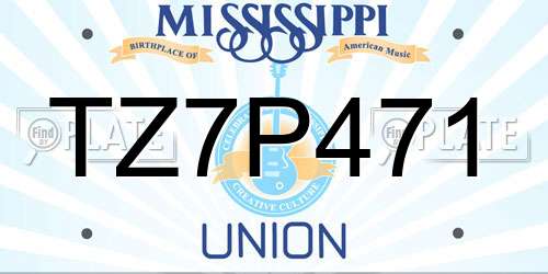 TZ7P471 Mississippi License Plate